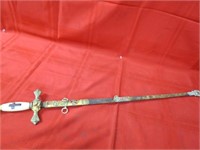 Vintage masonic fraternal sword & scabbard.