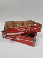 Vintage Lot of 2 Coca Cola Wooden Bottle Crates