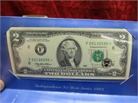 1995 $2 Star note US Currency banknote.