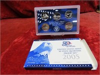 2005 US State Quarters Proof set coins.