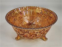 CARNIVAL GLASS 3-FOOTED ROSE BOWL