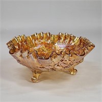 IMPERIAL CARNIVAL GLASS 3-FOOTED ROSE BOWL