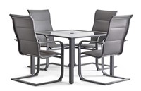 CANVAS MINDEN SLING DINING SET W/GLASS TOP TABLE