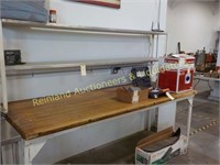 8FT SOLID WOOD TOP BUTCHER TABLE W/ SHELVES