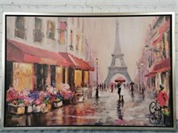 'Lovers in Paris' Eiffel Tower Cityscape on Canvas