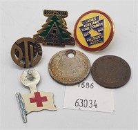 Ladies Auxillary Pin, PTD Pin, Coins, Tin Litho Re
