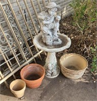 GROUPING: BIRD BATH & LITTLE BOY AND DOG