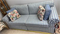 2 Cushion Carters blue and white plaid couch
