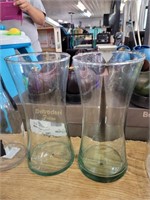 Two large glass vases 10 in