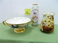 Bavaria M.W. Poole Handpainted 8" Floral Vase,