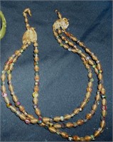 Vtg Beaded 3 Wired Strand Necklace