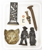 Cast Iron Amish Figurines, Railroad Spike, & More