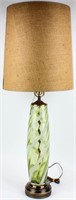 Vintage Green Glass Electric Table Lamp