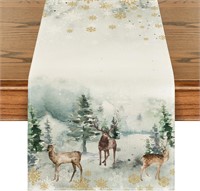 SEALED- Watercolor Deer Christmas Table Runner