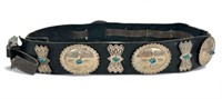 Silver Leather & Turquoise Native Concho Belt