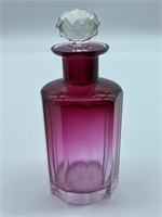 Cranberry Clear Cut Glass Perfume Bottle