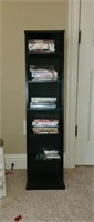 Faux wood small shelves with dvds