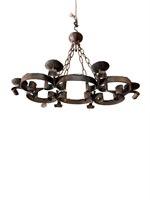 French Large Heavy Hand Forged Iron Light Fixture
