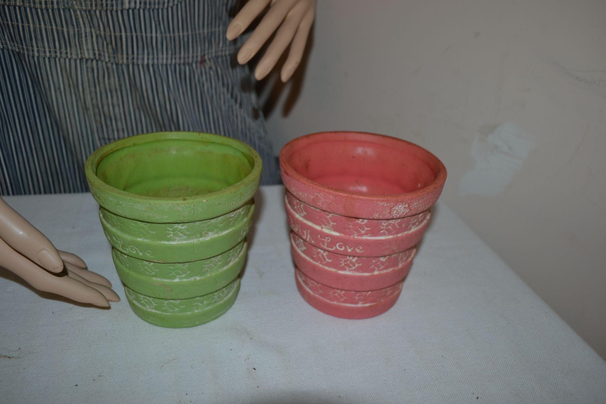 2 colorful plant pots