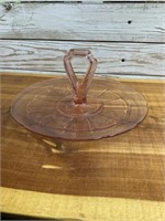 VINTAGE PINK DEPRESSION GLASS SERVE PLATE 11'