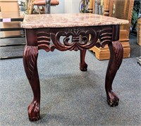 Traditional Rose Marble Hand Carved Coffee Table