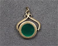 Victorian 9K Gold & Agate Spinner Fob