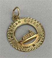 14K Gold American Queen Ship Pendant.