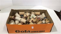 Wooden spools shoebox with varying size.   1941