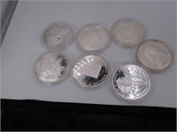 7pc History Of America Silver PLATED Coin Collectr