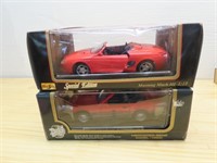 (2)New diecast Mustang, Mercedes. 1/18 scale.