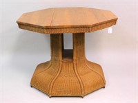 Arts and Crafts style wicker center table. Circa