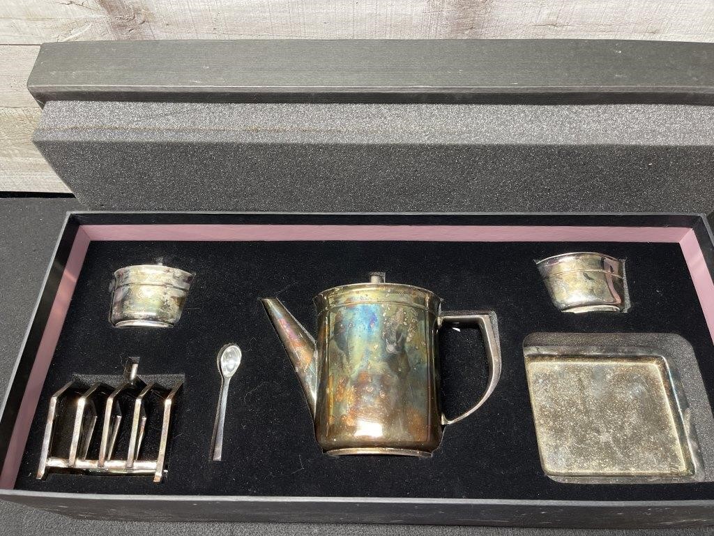 Silver Plate 6 Piece Tea Set Made In India In Orig