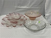 Pink Depression Glass Bowl, 12 in
