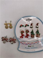 HOLIDAY PIERCED EARRING LOT OF 8