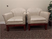 Pair of fabric/wooden chairs
