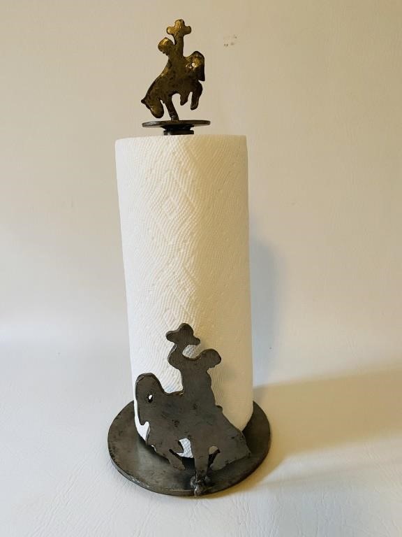 Hand Crafted Wyo Cowboys Paper Towel Holder