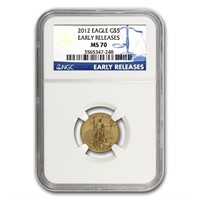 2012 1/10oz American Gold Eagle Ms70 Early