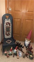 Gnomes, candle holders, small chair