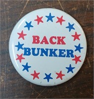"BACK BUNKER" NOVELTY CAMPAIGN BUTTON - ALL IN