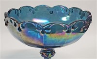 VINTAGE INDIANA GLASS IRIDESCENT PEDESTAL COMPOTE