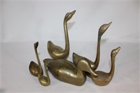 5 Vintage Brass Swans - 1 Duck Mid-Century