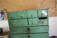 ANTIQUE TOOL CABINET, WOOD, GREEN