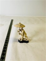 Vintage Chinese man w/ Umbrella Statue
