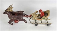Cast Iron Santa and Reindeers with Sleigh