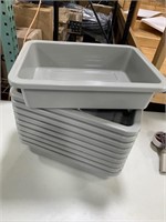 10 Plastic totes 
20 x 15 x 5