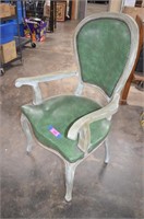 Vintage Arm Chair with Green Upholstery