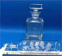 Cut Crystal Decanter and Ship in a Bottle