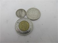 25 c 1962 et 10 c 1945 argent USA