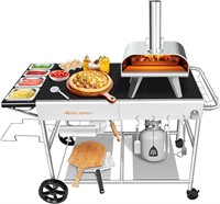 Pizza Oven Table with Topping Station  Movable
