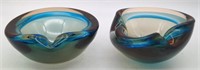 (R) Ashtrays, Heavy Blown Glass Multi Color 1 1/2